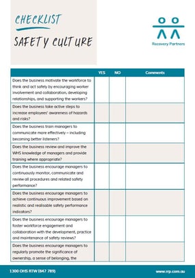 Safety Culture Checklist