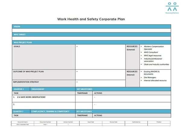 WHS Plan Template